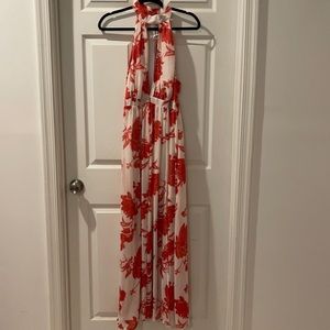 Orange and white halter Maxi dress